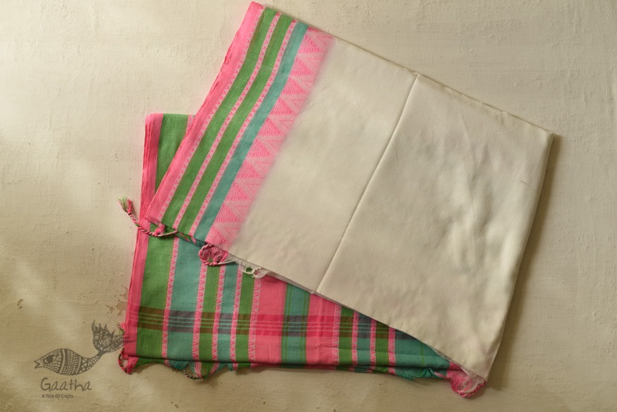 Traditional Bengali cotton Off White Saree