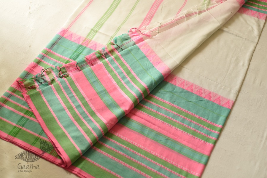 Traditional Bengali cotton Off White Saree