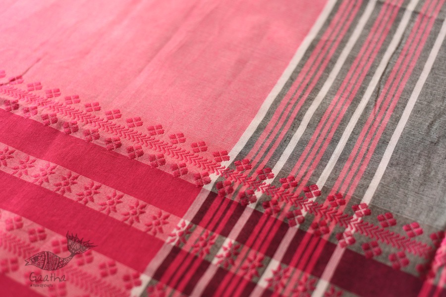 Traditional Bengali cotton saree  - Woven Border