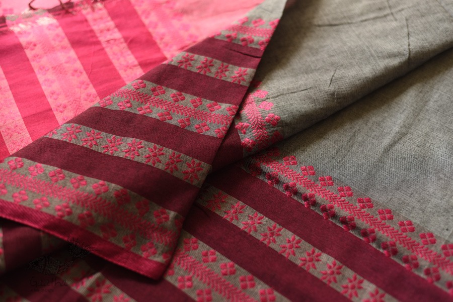 Traditional Bengali cotton saree  - Woven Border