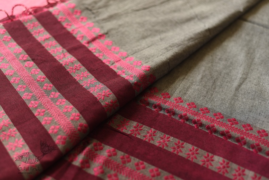 Traditional Bengali cotton saree  - Woven Border