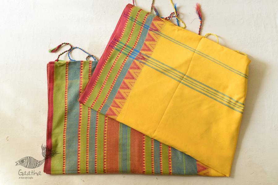 Traditional Bengali cotton saree - Yellow