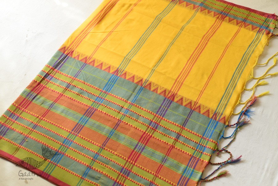 Traditional Bengali cotton saree - Yellow