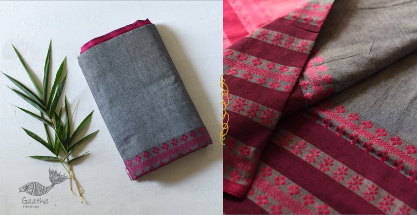 Traditional Bengali cotton saree  - Woven Border