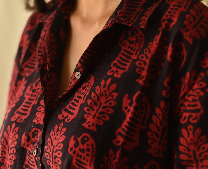 buy Batik Cotton Shirt . Block Printed