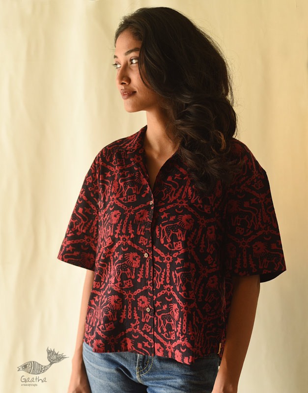 buy Batik Cotton Shirt for Women - Lion Motif