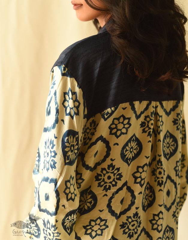 buy Modal Silk Ajrakh Prints & Denim Dress