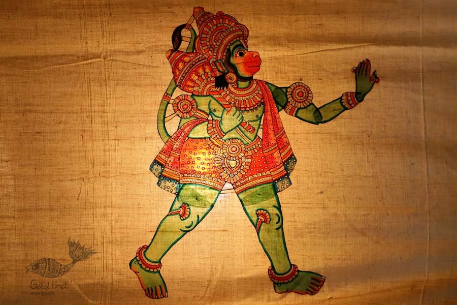 Shop leather puppet - Hanuman in green color 