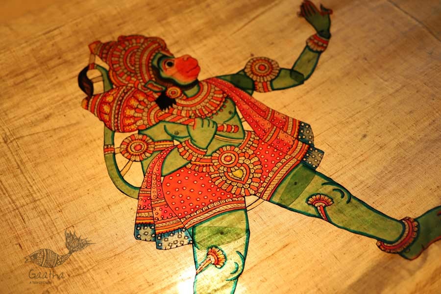 Shop leather puppet - Hanuman in green color 