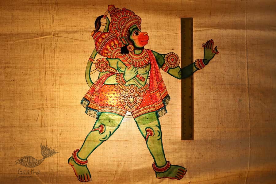 Shop leather puppet - Hanuman in green color 