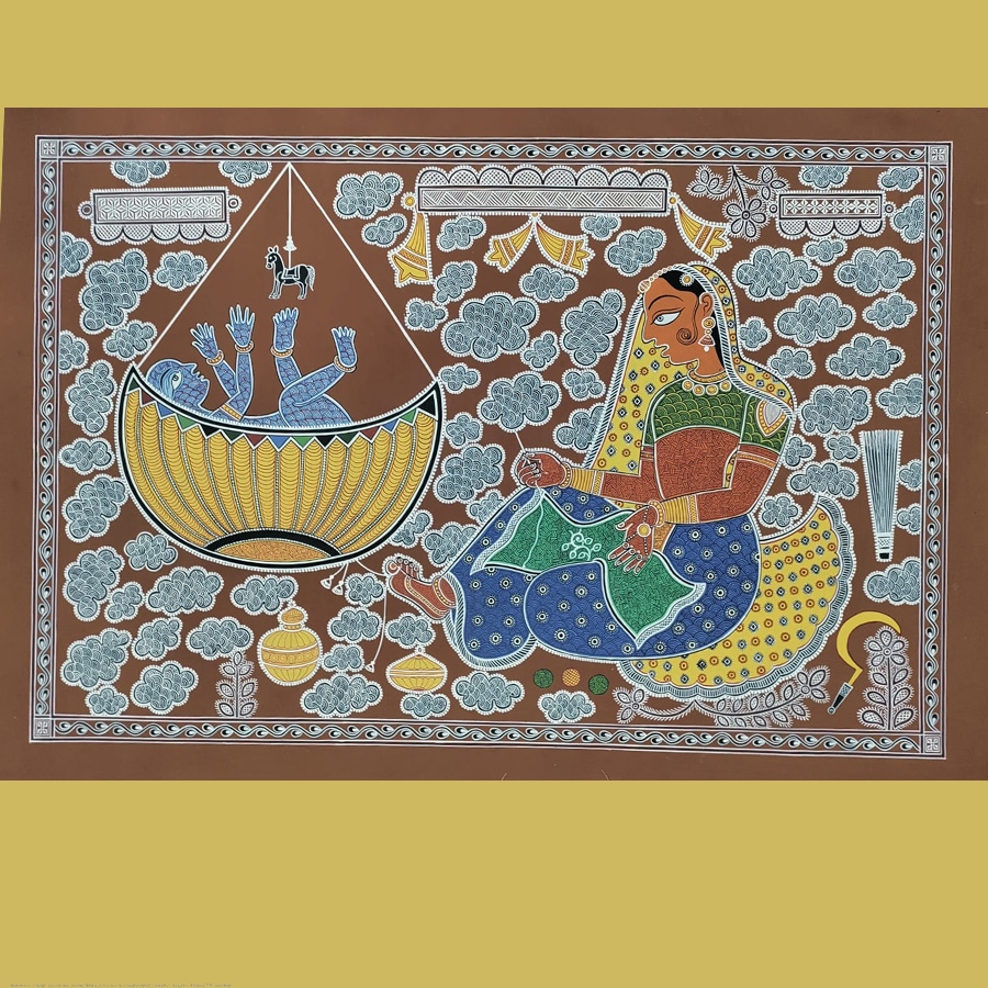 shop Mandana Art - Painting ~ Yashoda And Bal Gopal ( 11 x 14 inch)