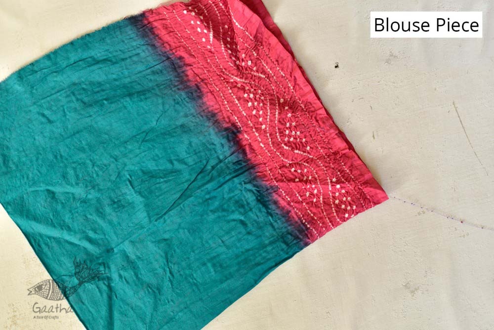 latest collection of cotton bandhni Blue-Peach sarees