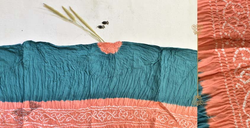 latest collection of cotton bandhni Blue-Orange sarees