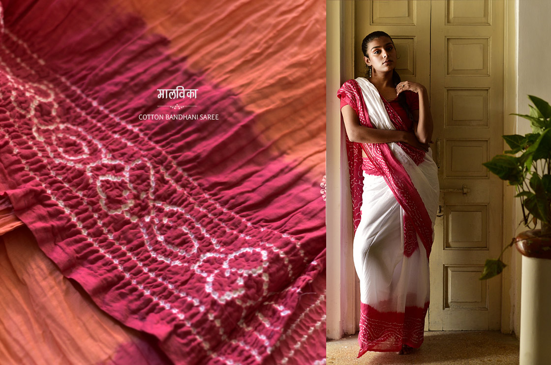 Zynah Pink Color Pure Organza Silk Saree with Bandhani Prints & Kantha –  ZynahDesign