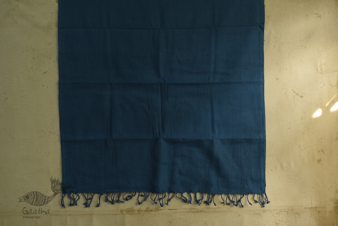 shop organic handspun cotton towel Dark Blue