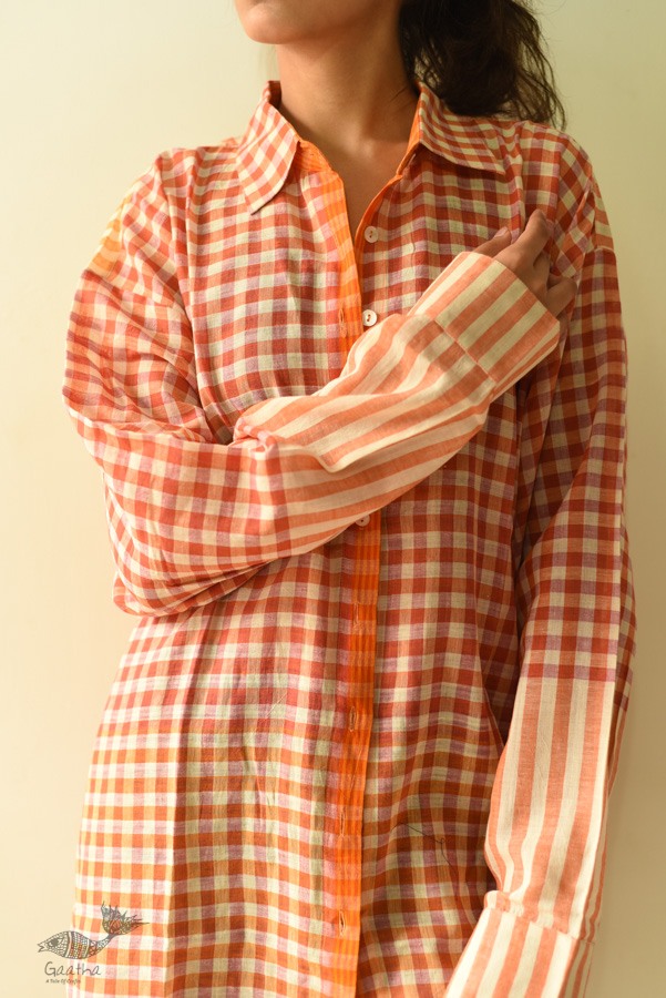 shop Unisex Handloom Stripes & Checks Shirt