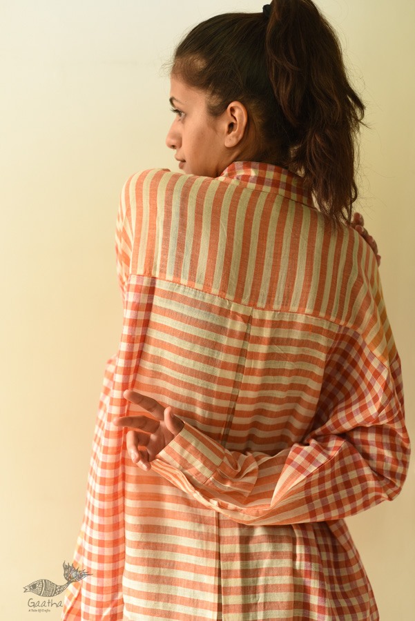 shop Unisex Handloom Stripes & Checks Shirt