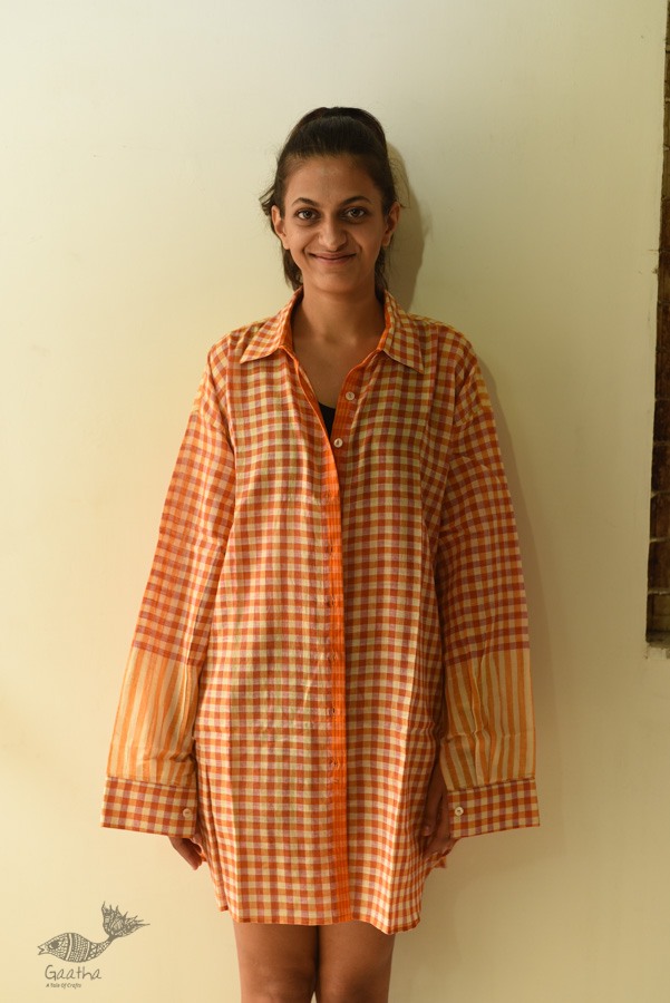 shop Unisex Handloom Stripes & Checks Shirt