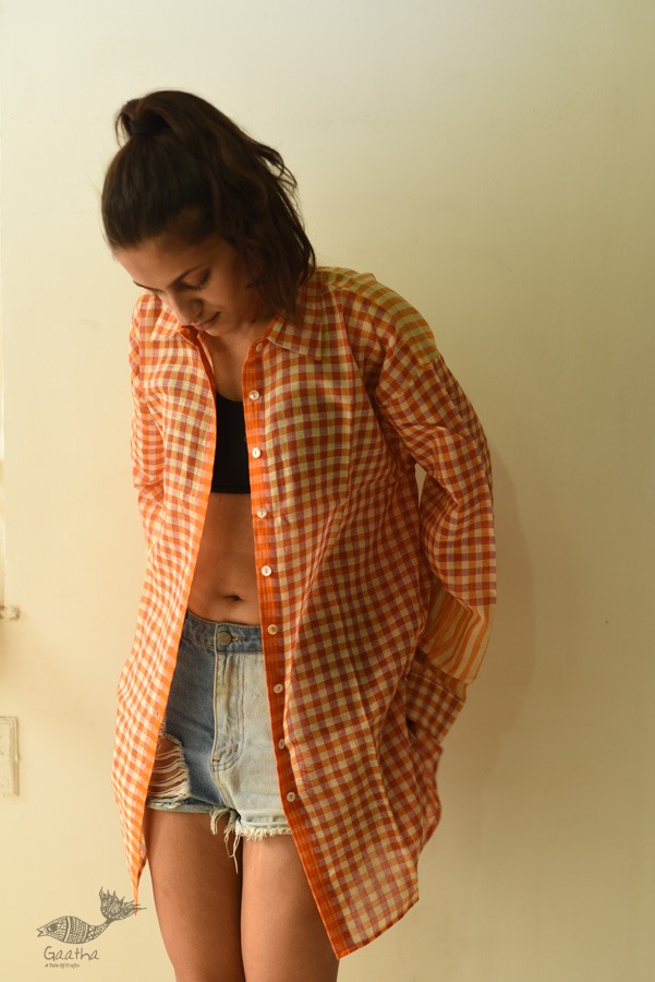 shop Unisex Handloom Stripes & Checks Shirt