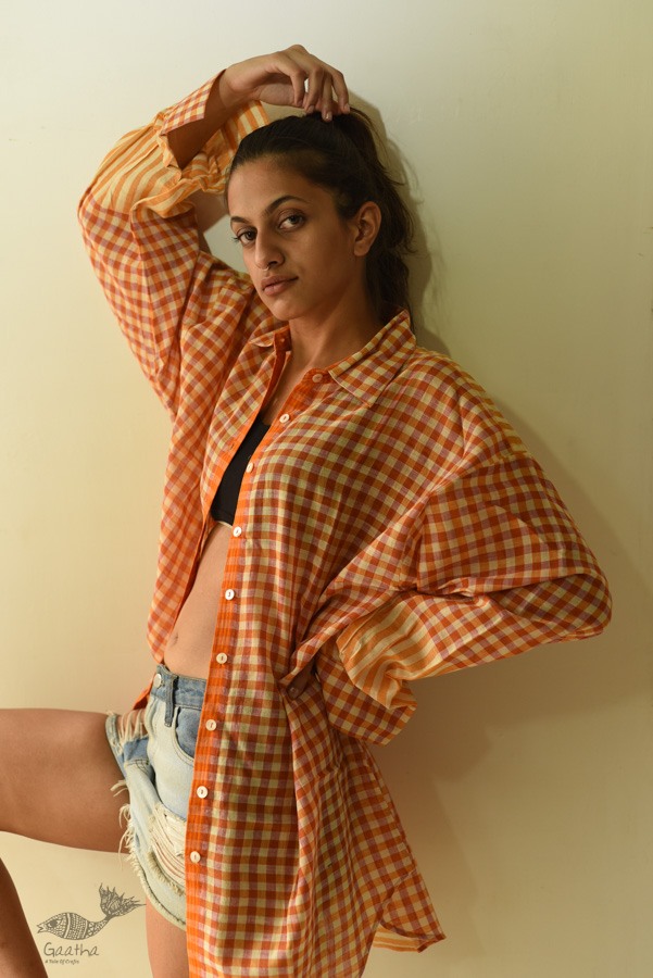 shop Unisex Handloom Stripes & Checks Shirt