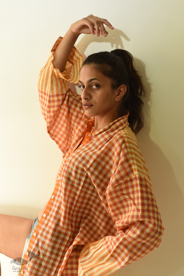 shop Unisex Handloom Stripes & Checks Shirt