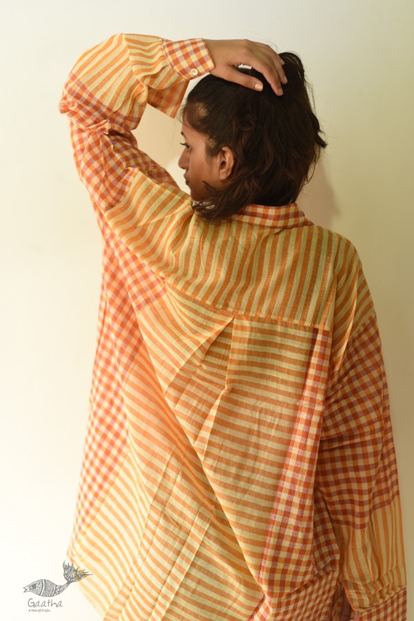 shop Unisex Handloom Stripes & Checks Shirt