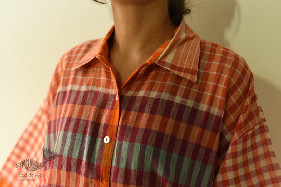 shop Handloom Cotton Checks Unisex Shirt