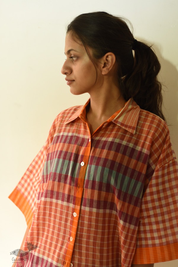 shop Handloom Cotton Checks Unisex Shirt