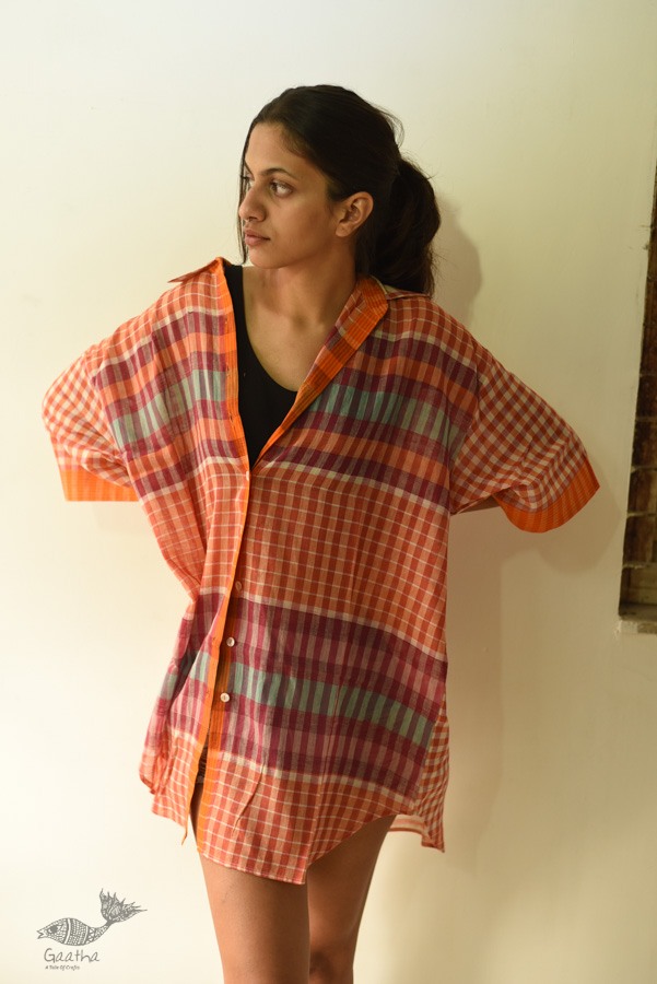 shop Handloom Cotton Checks Unisex Shirt