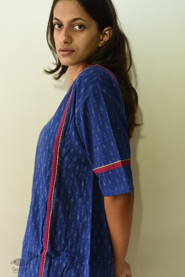 shop Handloom Cotton Ikat Designer BlueDress