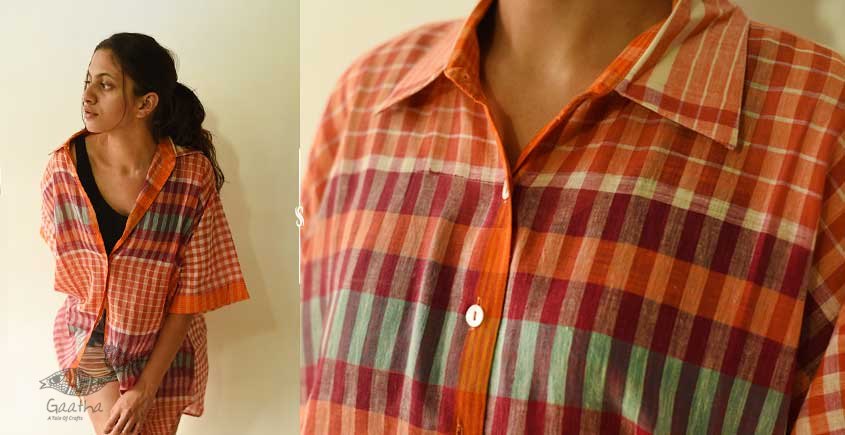 shop Handloom Cotton Checks Unisex Shirt