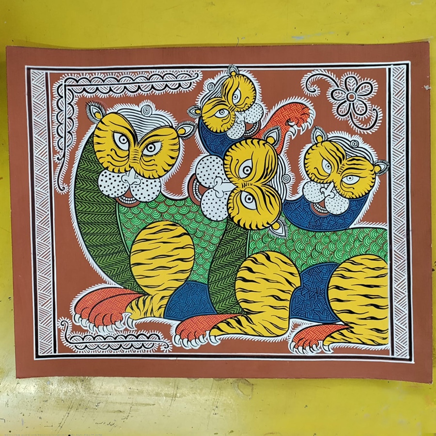 shop Mandana Art - Painting ~ Four Tigers ( 11 x 14 inch)