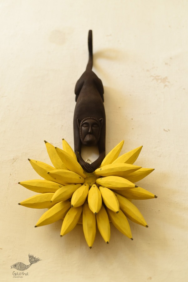 shop Handmade Wooden Wall Hanging ~ Monkey & Bananas