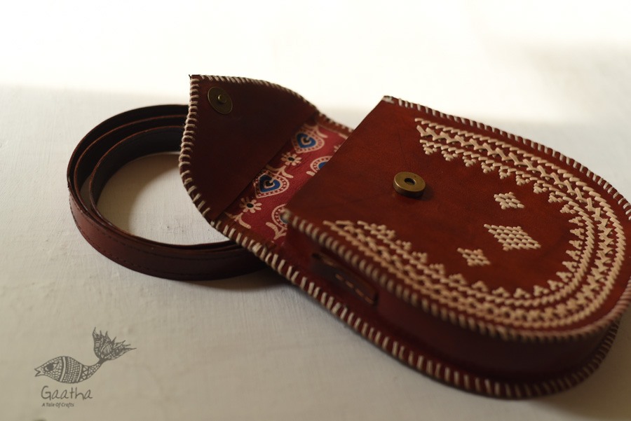 shop Kutchi Embroidered Leather Sling Bag / Sling Purse