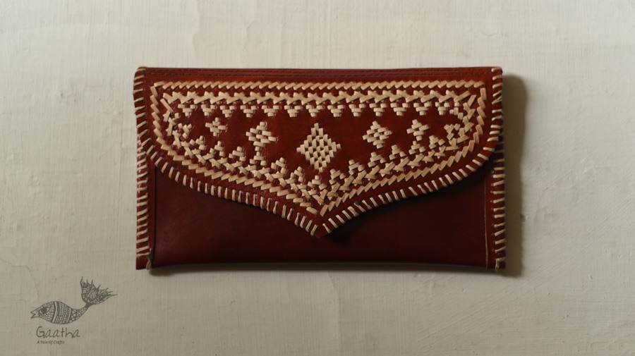 shop Kutchi Leather Embroidered Purse / Wallet