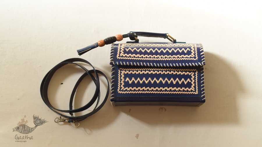 shop Kutchi Leather Sling Handbag - Blue