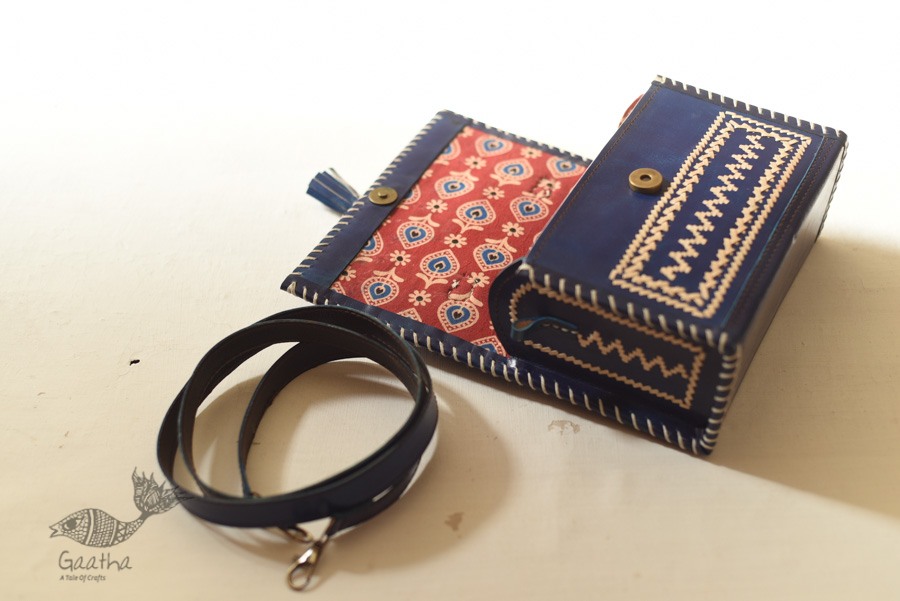 shop Kutchi Leather Sling Handbag - Blue