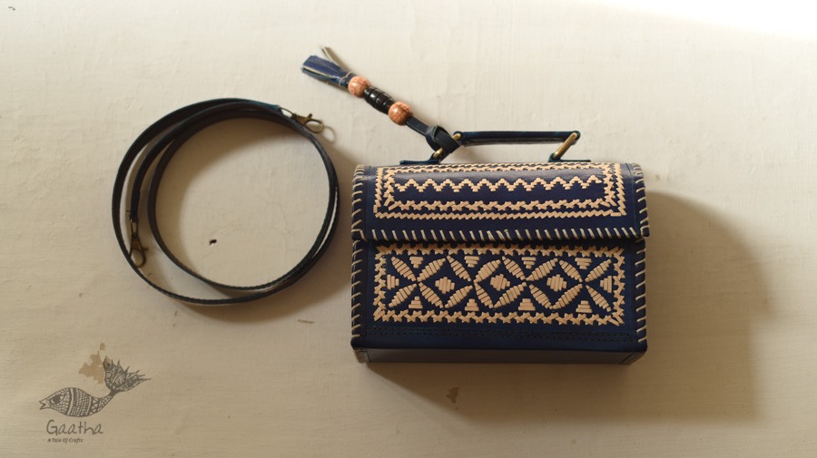 shop Leather Handbag - Kutchi Embroidery With Leather