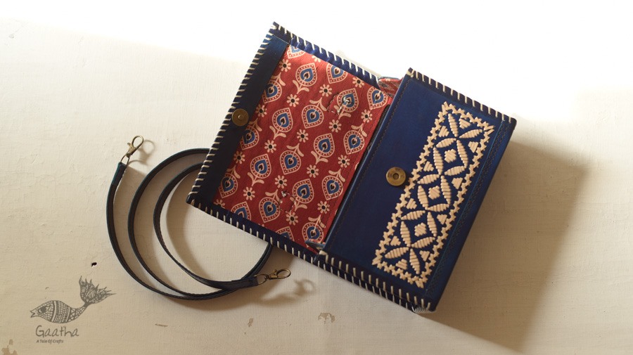 shop Leather Handbag - Kutchi Embroidery With Leather