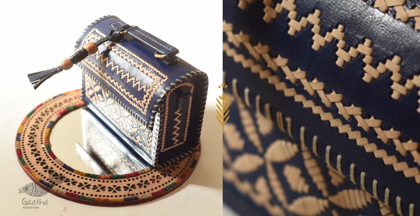 shop Leather Handbag - Kutchi Embroidery With Leather