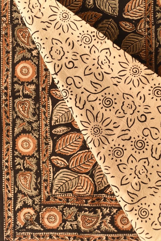 buy Thick Cotton Bedsheet | Bagru Block Printed With Natural Color - 90" x 108"