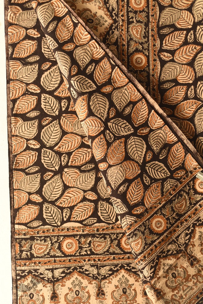 buy Thick Cotton Bedsheet | Bagru Block Printed With Natural Color - 90" x 108"