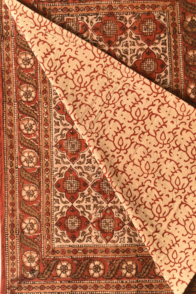 buy Bagru Block Printed Bedhseet With Natural Color