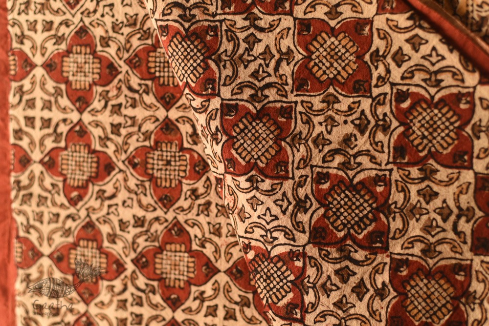 buy Bagru Block Printed Bedhseet With Natural Color