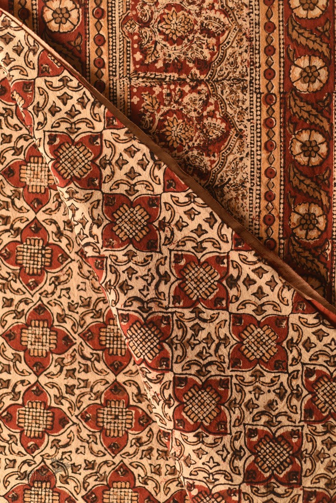 buy Bagru Block Printed Bedhseet With Natural Color