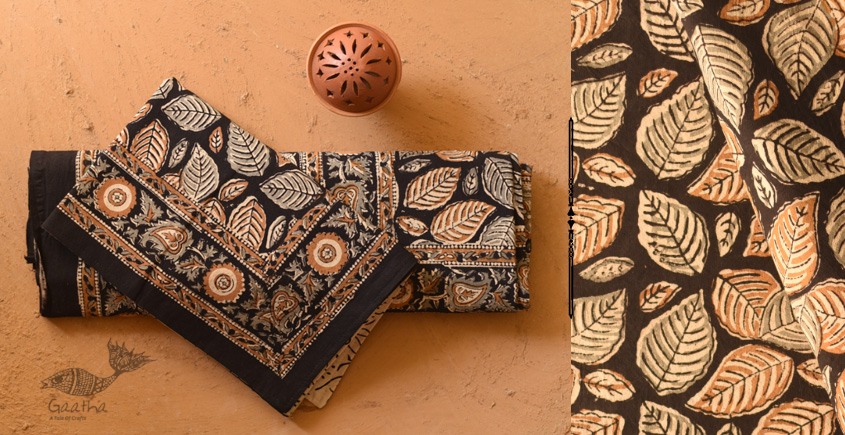 buy Thick Cotton Bedsheet | Bagru Block Printed With Natural Color - 90" x 108"