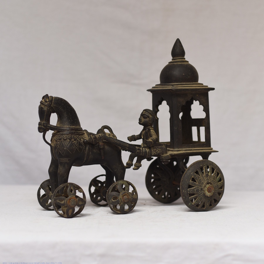 Shop Antique from Khajuraho Brass Tome Chariot
