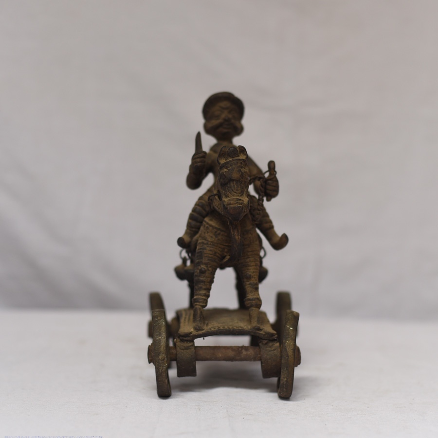 rare antique brass Warrior on Horse 