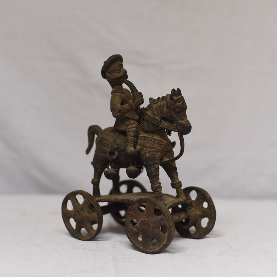 rare antique brass Warrior on Horse 