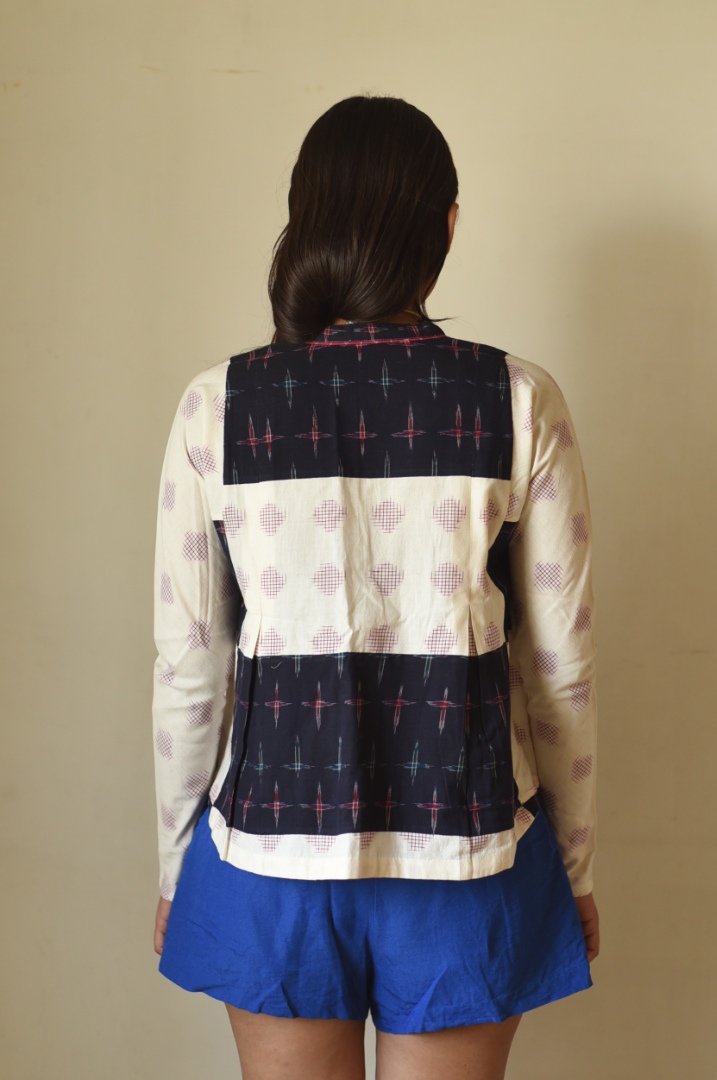 shop Ikat Handloom Black & Off White Top